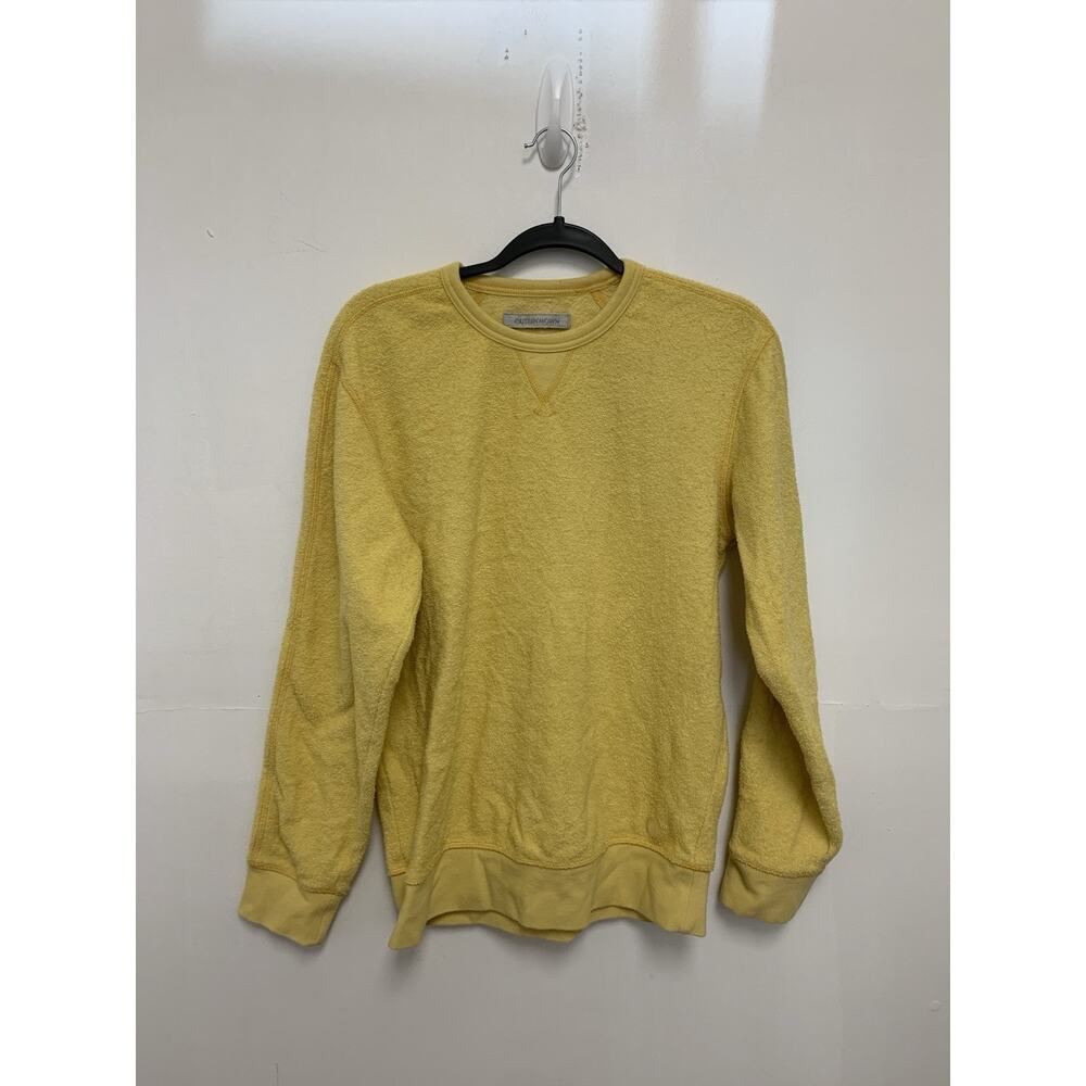 Outerknown Mens S Hightide Crew Neck Sweatshirt Yellow Terry Cloth